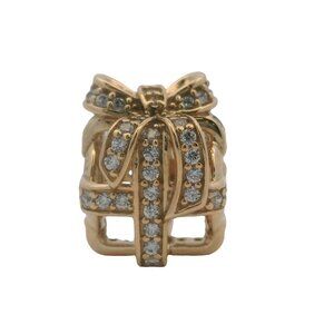 Pandora 14kt Yellow Gold CZ Cubic Zirconia All Wrapped Up Spacer Slider Charm